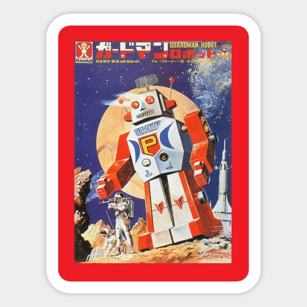 Vintage Model Kit Box Art - Guardian Robot Sticker by Starbase79